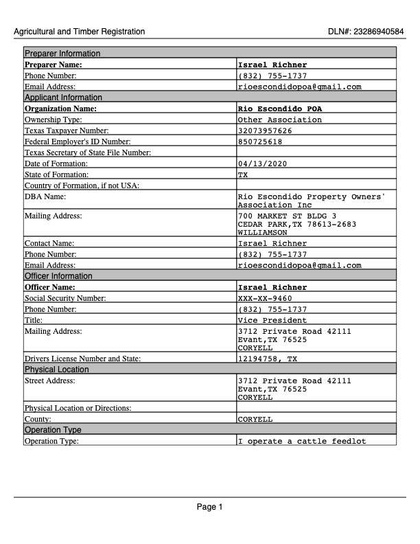 Agricultural and Timber Registration