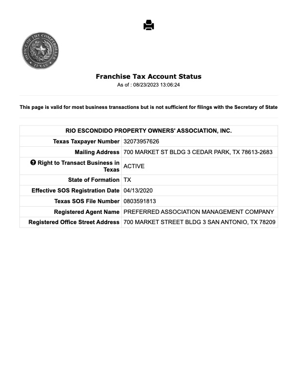 Franchise Tax Account Status