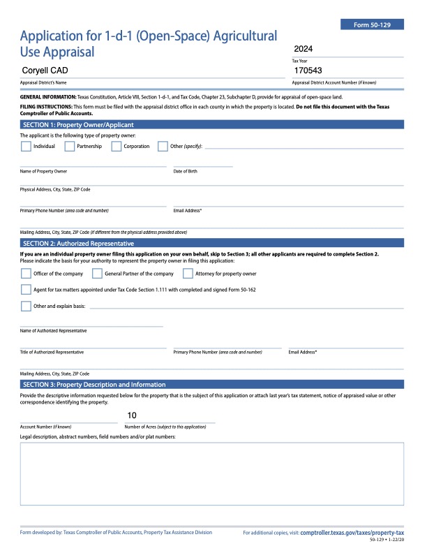 CORYELL WILDLIFE EXAMPLE FORM 50-129