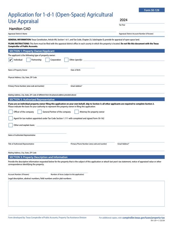 HAMILTON WILDLIFE EXAMPLE FORM 50-129