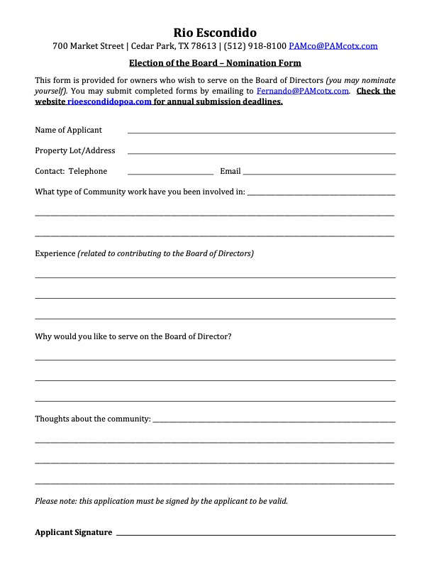 Board Nomination Form